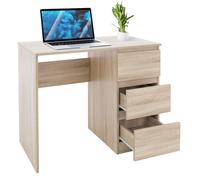 ML-Design Bureau informatique ML-DESIGN, 3 tiroirs en MDF chêne Sonoma