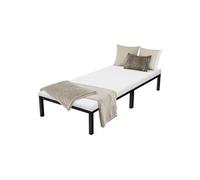 ML-Design Cadre de Lit Noir 90x200 cm avec Matelas H:10 cm, Ergonomique, Sommier à Lattes