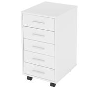 ML-Design Caisson à 5 Tiroir avec Roulettes - Blanc - 33x38x63,5 cm Panneau de Particules Mélaminées - Meuble Chariot de Rangement
