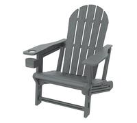 ML-Design Chaise Adirondack Gris avec Porte-Gobelet Intégré, Siège de Jardin en Plastique HDPE Aspect Bois, Résistant aux Intempéries, Montage Facile, Fauteuil Extérieur pour Terrasse Patio Balcon