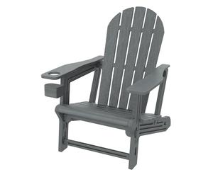 ML-Design Chaise Adirondack Gris avec Porte-Gobelet Intégré, Siège de Jardin en Plastique HDPE Aspect Bois, Résistant aux Intempéries, Montage Facile, Fauteuil Extérieur pour Terrasse Patio Balcon