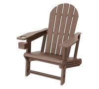 ML-Design Chaise Adirondack Marron avec Porte-Gobelet Intégré, Siège de Jardin en Plastique HDPE Aspect Bois, Résistant aux Intempéries, Montage Facile, Fauteuil Extérieur pour Terrasse Patio Balcon