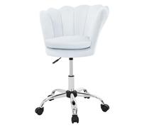 ML-Design Chaise de Bureau en Velours, Bleu Clair, Siège pour Maquillage Coiffeuse, Fauteuil avec Dossier Forme de Coquillage, Pivotante, Réglable en Hauteur, Assise Ergonomique, Chambre Salon Bureau
