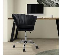 ML-Design Chaise de Bureau en Velours, Noir, Siège pour Maquillage Coiffeuse, Fauteuil avec Dossier Forme de Coquillage, Pivotante, Réglable en Hauteur, Assise Ergonomique, Chambre Salon Bureau