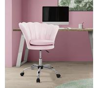 ML-Design Chaise de Bureau en Velours, Rose Clair, Siège pour Maquillage Coiffeuse, Fauteuil avec Dossier Forme de Coquillage, Pivotante, Réglable en Hauteur, Assise Ergonomique, Chambre Salon Bureau