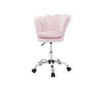 ML-Design Chaise de Bureau en Velours, Rose Claire, Siège pour Maquillage Coiffeuse, Fauteuil avec Dossier Forme de Coquillage, Pivotante, Réglable en Hauteur, Assise Ergonomique, Chambre Salon Bureau