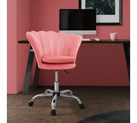 ML-Design Chaise de Bureau en Velours, Rose, Siège pour Maquillage Coiffeuse, Fauteuil avec Dossier Forme de Coquillage, Pivotante, Réglable en Hauteur, Assise Ergonomique, Chambre Salon Bureau