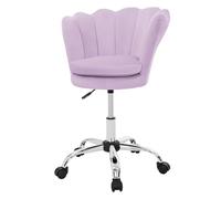 ML-Design Chaise de Bureau en Velours, Violet Clair, Siège pour Maquillage Coiffeuse, Fauteuil avec Dossier Forme de Coquillage, Pivotante, Réglable en Hauteur, Assise Ergonomique, Chambre Salon