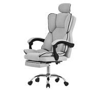 ML-Design Chaise de Bureau Ergonomique, Gris Clair, Hauteur Réglable avec Dossier, Pivotante avec Repose-Pieds, Coussin, Appuie-Tête