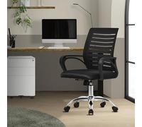 ML-Design Chaise de Bureau Ergonomique, Noir, Réglable en Hauteur avec Accoudoirs, Fauteuil en Tissu Filet Respirant, Fonction Bascule, Pivotante à 360° avec roulettes, Chaise d'Ordinateur, Gaming