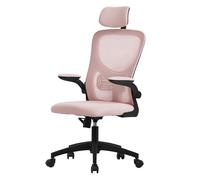 ML-Design Chaise de Bureau Ergonomique, Rose, en Maille, Appui-Tête et Accoudoirs Réglables, Soutien Lombaire, Fonction Bascule, Fauteuil Pivotante à 360° avec roulettes, Chaise d'Ordinateur, Gaming