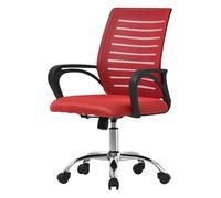 ML-Design Chaise de Bureau Ergonomique Rouge Hauteur Réglable avec Accoudoirs Fauteuil Tissu Filet Respirant Fonction Bascule 360°