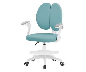 ML-Design Chaise de Bureau pour Enfant, 95-107 cm Pétrole avec Dossier Divisé et Repose-Pieds, Fauteuil d'Étude Ergonomique Pivotant à 360°, Hauteur Réglable, Accoudoirs Rabattables, Tissu Respirant