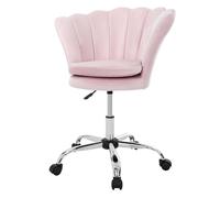 ML-Design Chaise de bureau rose clair en velours, structure métallique, chaise rembourrée avec dossier, réglable en hauteur