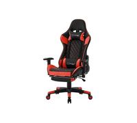 ML-Design Chaise de Gaming avec Repose-pieds, Rouge, Similicuir, Chaise de Bureau Noir, Rot
