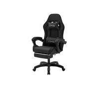 ML-Design Chaise de Gaming Ergonomique Noir en PU Synthétique avec Coussins de Soutien, Repose-Pieds Intégré, Hauteur Réglable et Dossier Inclinable, Fauteuil de Bureau Confortable, Rotation à 360°