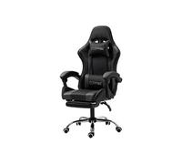 ML-Design Chaise de Gaming/Massage, Noir-Gris, Cuir PU, Ergonomique/Pivotant/Réglable Noir