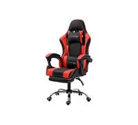 ML-Design Chaise de Gaming/Massage, Noir-Rouge, Cuir PU, Ergonomique/Pivotant/Réglable