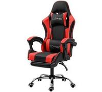 ML-Design Chaise de Gaming/Massage, Noir-Rouge, Cuir PU, Ergonomique/Pivotant/Réglable Rot