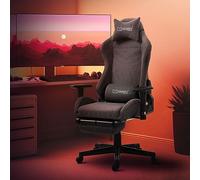 ML-Design Chaise de Gaming Professionnel Gris-Rouge Ergonomique/Pivotant/Réglable 122-131 cm Dossier Inclinable 90°-165°, Accoudoirs/Appuie-tête/Coussin Lombaire/Repose-pieds, Fauteuil de Bureau Sport