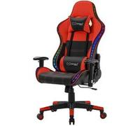 ML-Design Chaise de Jeu avec LED RGB, Haut-Parleurs Bluetooth, Rouge, Similicuir, Chaise Rot, Schwarz G