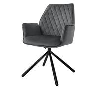 ML-Design Chaise de Salle à Manger Anthracite, en Velours, Chaise Pivotante, avec Accoudoirs et Dossier, Assise Rembourrée, Pieds Métalliques, Fauteuil Ergonomique, Chaise de Cuisine, Lounge, Salon