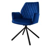 ML-Design Chaise de Salle à Manger Bleu Foncé, en Velours, Pivotante, avec Accoudoirs et Dossier, Assise Rembourrée, Pieds Métalliques, Fauteuil Moderne, Ergonomique, Chaise de Cuisine, Lounge, Salon