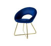 ML-Design Chaise de Salle à Manger en Velours Bleu avec Dossier Rond Rembourrée Pied Métal