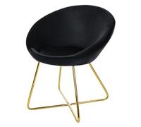 ML-Design Chaise de Salle à Manger en Velours, Noir, avec Dossier Rond, Assise Rembourrée, Pieds en Métal Doré, Chaise de Maquillage, Moderne, Fauteuil Ergonomique pour Table à Manger, Cuisine, Salon