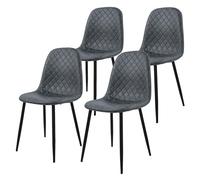 ML-Design Chaise de Salle à Manger, Lot de 4, Anthracite, Revêtement en Simili, Pieds en Métal Noir, avec Dossier Ergonomique, Design Moderne, pour Le Salon Bureau Chambre Cuisine, Kit de Montage