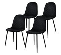 ML-Design Chaise de Salle à Manger, Lot de 4, Noir, Revêtement en Velours, Pieds en Métal Noir, avec Dossier Ergonomique, Design Moderne, pour Le Salon Bureau Chambre Cuisine, Matériel de Montage