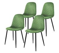ML-Design Chaise de Salle à Manger, Lot de 4, Sauge, Revêtement en Velours, Pieds en Métal Noir, avec Dossier Ergonomique, Design Moderne, pour Le Salon Bureau Chambre Cuisine, Matériel de Montage