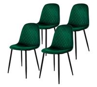 ML-Design Chaise de Salle à Manger, Lot de 4, Vert Foncé, Revêtement en Velours, Pieds en Métal Noir, avec Dossier Ergonomique, Design Moderne, pour Le Salon Bureau Chambre Cuisine, Kit de Montage