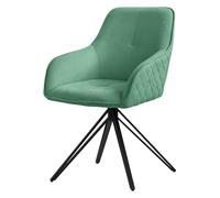 ML-Design Chaise de Salle à Manger Pivotante en Textile Tissé Vert, Fauteuil Ergonomique Rembourré avec Accoudoirs et Dossier, Pieds en Métal pour Salon Cuisine