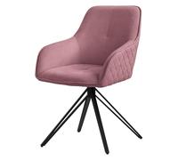 ML-Design Chaise de salle à manger pivotante en tissu tissé, avec accoudoirs et dossier, pivotante à 360°, avec pieds en métal, ergonomique, pour cuisine, salon - Rose vieilli