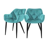 Chaise de salle à manger set de 2 pièces en velours pétrole avec pieds en métal, matériel de montage inclus ML-Design