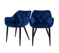 ML-Design Set de 2 Chaises de Salle à Manger, Bleu Foncé, Assise Rembourrée en Velours,