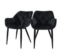 ML-Design Set de 2 Chaises de Salle à Manger, Noir, Assise Rembourrée en Velours, Pieds