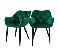ML-Design Set de 2 Chaises de Salle à Manger, Vert Foncé, Assise Rembourrée en Velours,