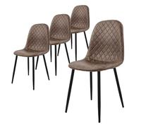 ML-Design Chaise de Salle à Manger, Lot de 4, Marron, Revêtement en Simili, Pieds en Métal Noir, avec Dossier Ergonomique, Design Moderne, pour Le Salon Bureau Chambre Cuisine, Kit de Montage