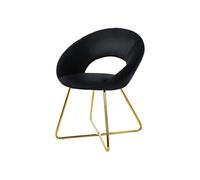 ML-Design Chaise de Salle à Manger en Velours, Noir, avec Dossier Rond, Assise Rembourrée, avec Pieds en Métal Doré, Coussin Epaissi, Fauteuil pour Table à Manger, Chaise de Maquillage, Salon, Cuisine