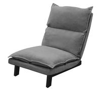ML-Design Chaise de Sol Gris, Fauteuil Lounge de Relaxation Rembourré, Dossier Réglable, Housse Douce en Lin, Structure en Acier Robuste, Coussin de Siège Canapé Méditation, Lazy Sofa pour Salon