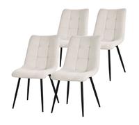 ML-Design Chaises de salle à manger lot de 4 Beige, Chaises de salon avec revêtement en tissu pieds métalliques noirs, avec dossier