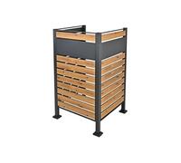 ML-Design Clôture pour 1 Poubelle, en Acier, Aspect Bois/Anthracite, 150x91 cm, Antirouille, Module d'Extension Boîte à Poubelle, Stockage Habillage pour Conteneur, Protection Visuelle de Jardin