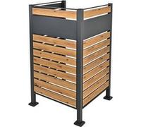 ML-Design Clôture pour 1 Poubelle, en Acier, Aspect Bois/Anthracite, 150x91 cm, Antirouille, Module d'Extension Boîte à Poubelle, Stockage Habillage pour Conteneur, Protection Visuelle de Jardin