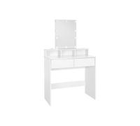 ML-Design Coiffeuse avec Eclairage LED, Blanc 80x40x140 cm avec Miroir, 2 Tiroirs, 2