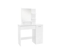 ML-Design Coiffeuse Moderne avec Miroir, 90x38x138 cm, en MDF Blanc, Table de Maquillage