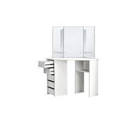 ML-Design Coiffeuse Moderne Blanc 110 x 141,5 x 54 cm avec 3 Miroirs, 5 Tiroirs, 3 Blanc