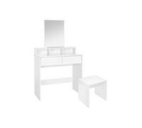 ML-Design Coiffeuse Moderne Blanc 80x40x140 cm avec Miroir et Tabouret, 2 Tiroirs, 2