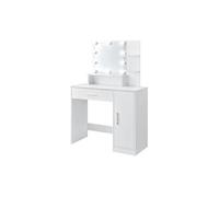 ML-Design Coiffeuse Table de Maquillage Blanc 90x38x137 cm avec Miroir Lumineaux,
